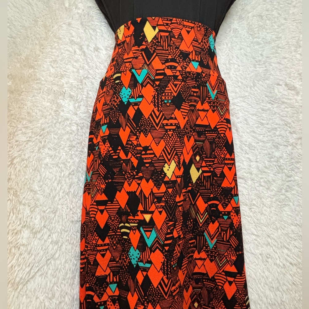 Lula Roe Cassie Pencil Skirt Vibrant Geometric Print Skirt